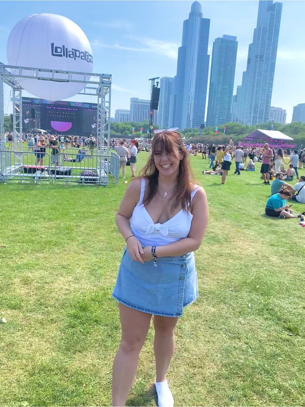 SHEIN Light Blue High-Rise Denim Skort with Side Buttons